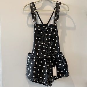 Dark Grey/White Polka Dot Overall Short